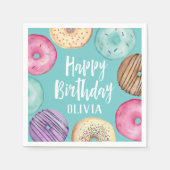 Pastel Waterverf Aangepaste verjaardag donut Servet (Voorkant)