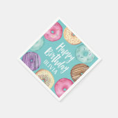 Pastel Waterverf Aangepaste verjaardag donut Servet (Hoek)