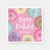 Pastel Waterverf Aangepaste verjaardag donut Servet (Voorkant)