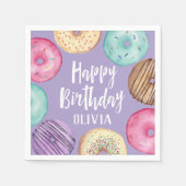 Pastel Waterverf Aangepaste verjaardag donut Servet (Voorkant)