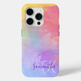 Pastel Waterverf Abstract en monogram iPhone 15 Pro Case