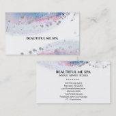 *~* Pastel Waterverf Abstract Zilver Glitter Blauw Visitekaartje (Voorkant / Achterkant)