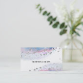 *~* Pastel Waterverf Abstract Zilver Glitter Blauw Visitekaartje (Staand voorkant)