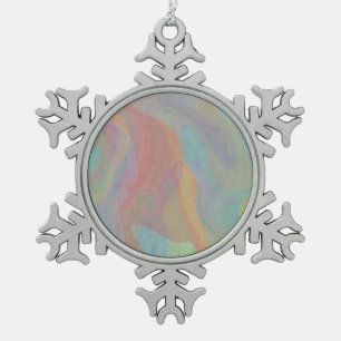 Pastel Waterverf Abstracte Kunst Tin Sneeuwvlok Ornament