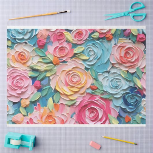 Pastel Waterverf Abstracte Rozen Decoupage Tissuepapier (Craft)