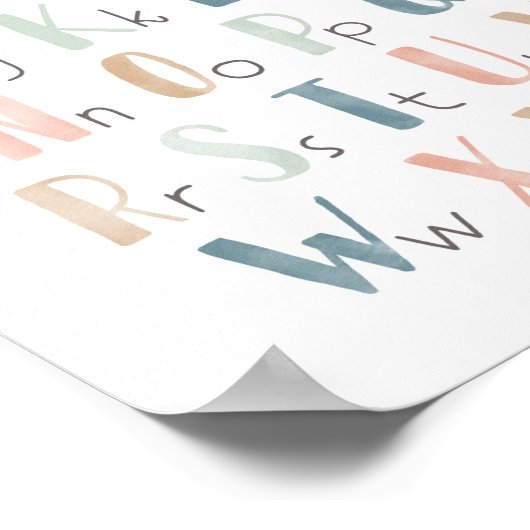 Pastel Waterverf Alphabet ABC Classroom Decor Poster (Hoek)