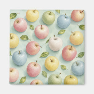 Pastel Waterverf Appel Fruit Botanisch Patroon Magneet