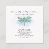 *~* Pastel Waterverf Aqua Pink Dragonfly Vierkante Visitekaartje (Achterkant)