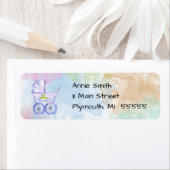 Pastel Waterverf Baby Carriage Address Label (Insitu)