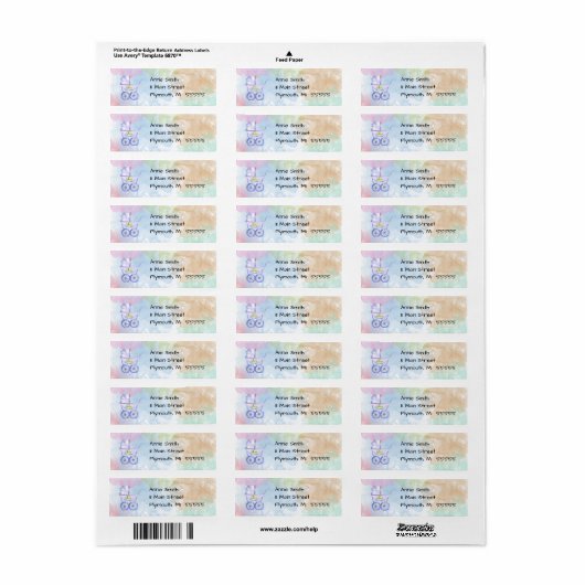Pastel Waterverf Baby Carriage Address Label (Full Sheet)