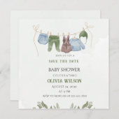 Pastel Waterverf Baby shower Bewaar de datum Save The Date (Voorkant / Achterkant)