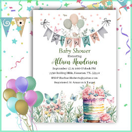 Pastel Waterverf Baby shower Invitation Kaart
