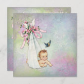  pastel Waterverf Baby shower Kaart (Voorkant / Achterkant)