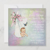  pastel Waterverf Baby shower Kaart (Achterkant)