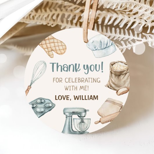 Pastel Waterverf Baking Boy Verjaardag Bedankjes Labels