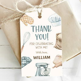 Pastel Waterverf Baking Boy Verjaardag Cadeaulabel