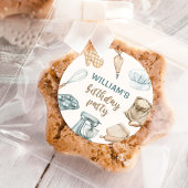 Pastel Waterverf Baking Boy Verjaardag Ronde Sticker
