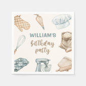 Pastel Waterverf Baking Boy Verjaardag Servet (Voorkant)