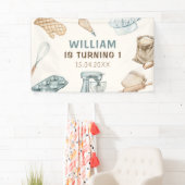 Pastel Waterverf Baking Boy Verjaardag Spandoek (Insitu)
