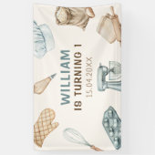 Pastel Waterverf Baking Boy Verjaardag Spandoek (Verticaal)