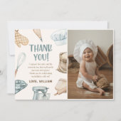 Pastel Waterverf Baking Boy Verjaardagsfoto Bedankkaart (Voorkant)