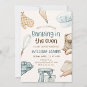 Pastel Waterverf Bakken Baby Boy Shower Kaart (Voorkant)