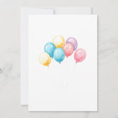 Pastel Waterverf Ballonnen Verjaardagsfeest Kaart (Achterkant)