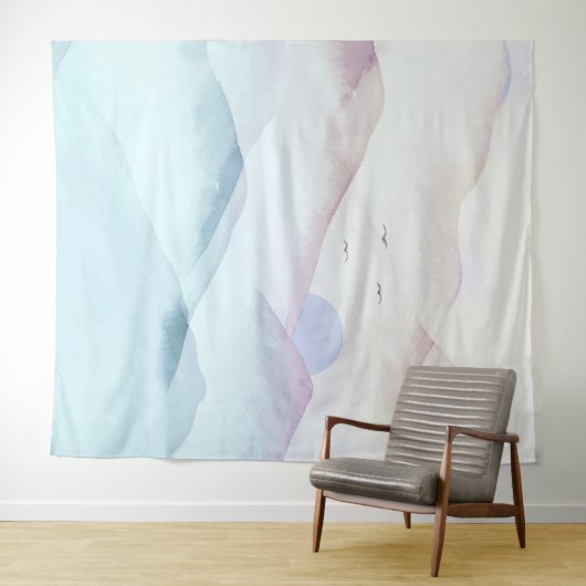 Pastel Waterverf Bergen Landschap Tapestry Wandkleed (In Situ (horizontaal))