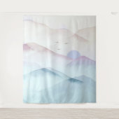 Pastel Waterverf Bergen Landschap Tapestry Wandkleed (Voorkant)