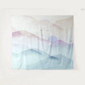 Pastel Waterverf Bergen Landschap Tapestry Wandkleed (Voorkant (horizontaal))