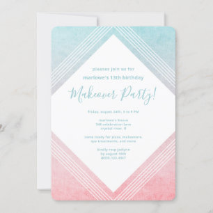 Pastel Waterverf Birthday Makoverpartij Aqua Kaart