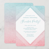 Pastel Waterverf Birthday Slumber Partij Aqua Kaart (Voorkant / Achterkant)