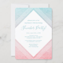 Pastel Waterverf Birthday Slumber Partij Aqua