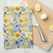  PASTEL WATERVERF BLAUW GEEL THEEDOEK (Quarter Fold)