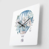 PASTEL WATERVERF BLAUW WITTE LUCHT BALLOONS VIERKANTE KLOK (Hoek)