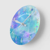 Pastel Waterverf Blauwgroen Zeemeermin Tail gepers Ronde Klok (Hoek)