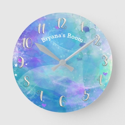 Pastel Waterverf Blauwgroen Zeemeermin Tail gepers Ronde Klok (Voorkant)