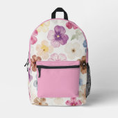 Pastel Waterverf Bloem  Bedrukte Rugzak (Voorkant)