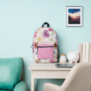 Pastel Waterverf Bloem Bedrukte Rugzak