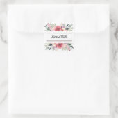 Pastel Waterverf Bloem Bloemen Rand Naam Vierkante Sticker (Tas)