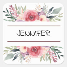 Pastel Waterverf Bloem Bloemen Rand Naam