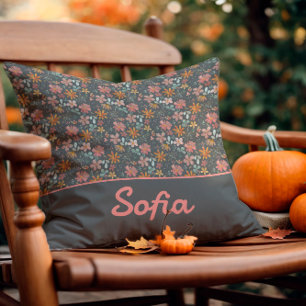 Pastel waterverf bloem boho grijs Sierkussen