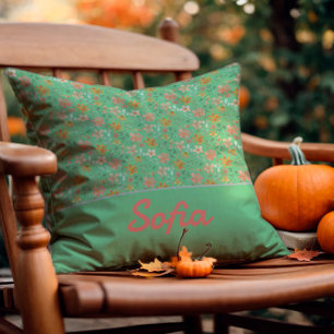 Pastel waterverf bloem boho sinaasappel Sierkussen