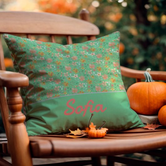 Pastel waterverf bloem boho sinaasappel Sierkussen