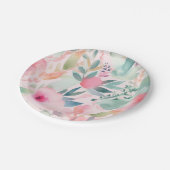 Pastel Waterverf Bloem Bruidsdouche Papieren Bordje (Gekanteld)