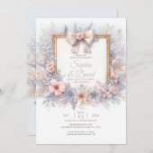 Pastel Waterverf Bloem Bruiloft Uitnodiging (Voorkant / Achterkant)