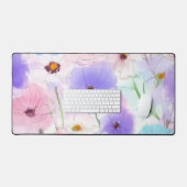 Pastel Waterverf Bloem Bureaumat (Keyboard & Muis)