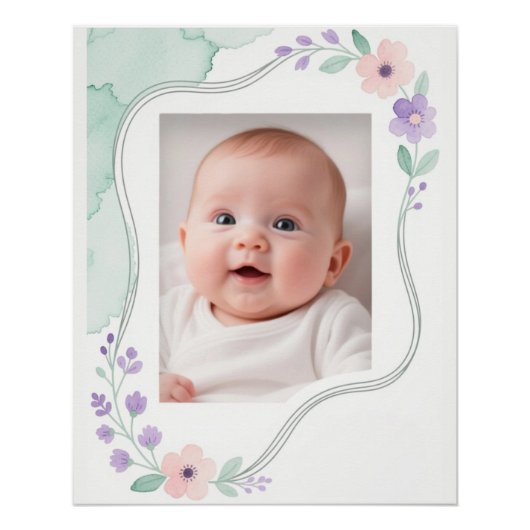 Pastel Waterverf Bloem Lege Golf Frame Perfect Poster (Voorkant)