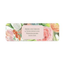 Pastel Waterverf Bloem Wijnfles Etiket