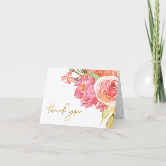 Pastel Waterverf Bloemen Bedankkaart (Voorkant)